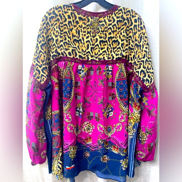 NWTCamilla Women's Blouson Blouse with Neck Tie Dining Hall Darling Red Silk Top - Picture 7 of 10